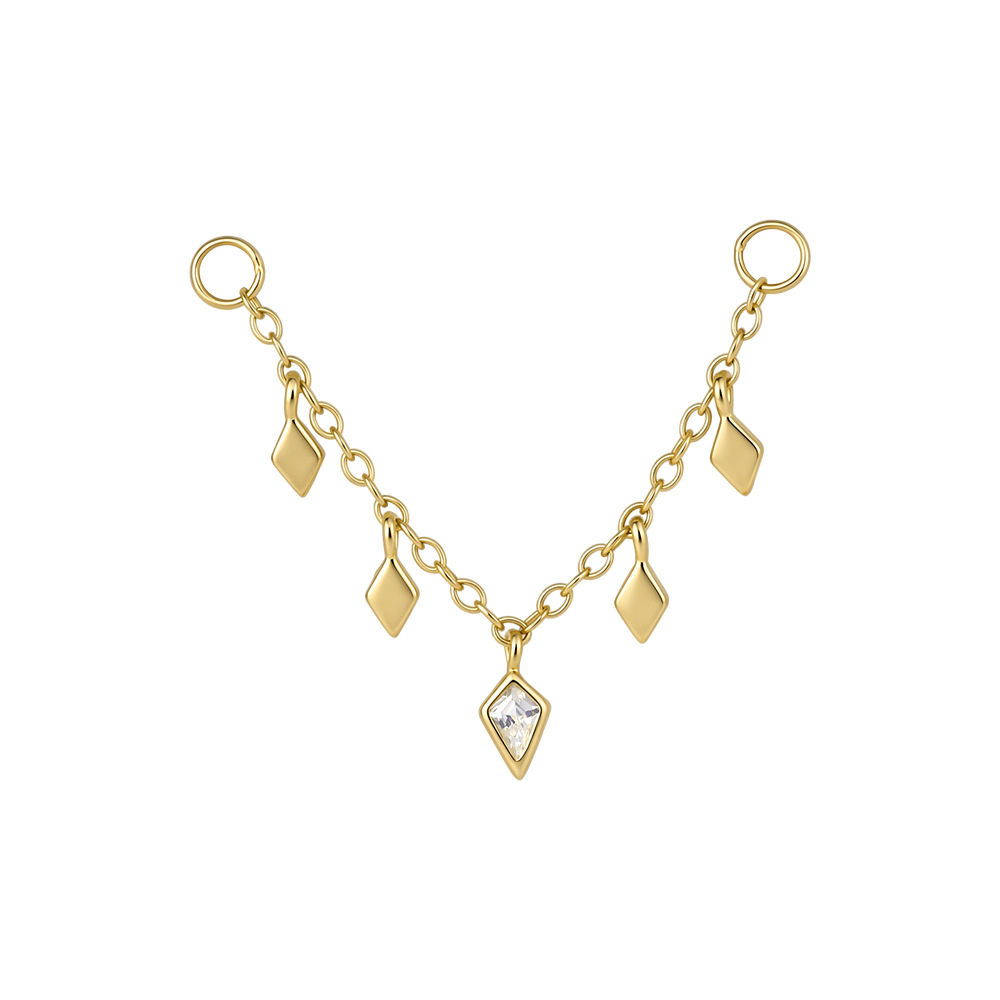 S925 Sterling Silver Chain Ear Bridge with Zirconia(Ear tips not included)