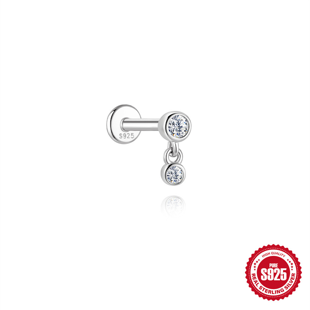 S925 Sterling Silver Hexagram Moissanite Threaded Cartilage Stud Earring
