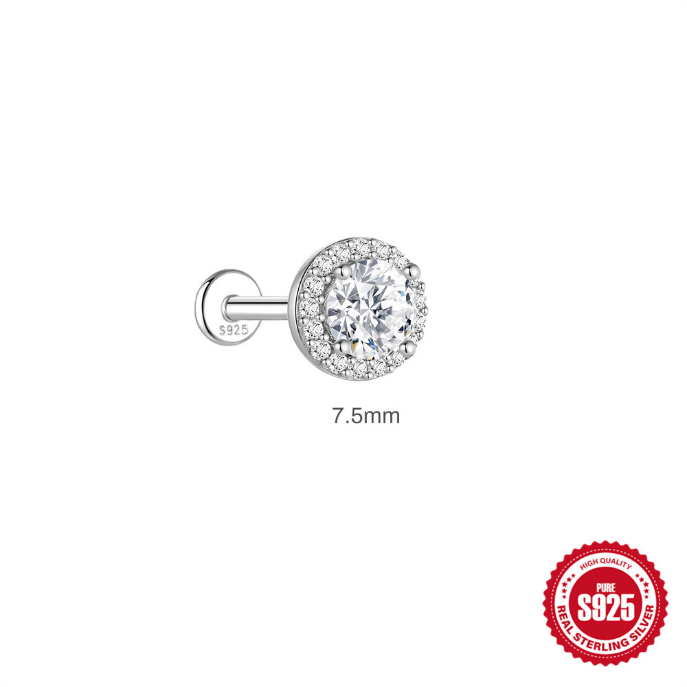 S925 Sterling Silver Round Moissanite Earrings(Single unit)