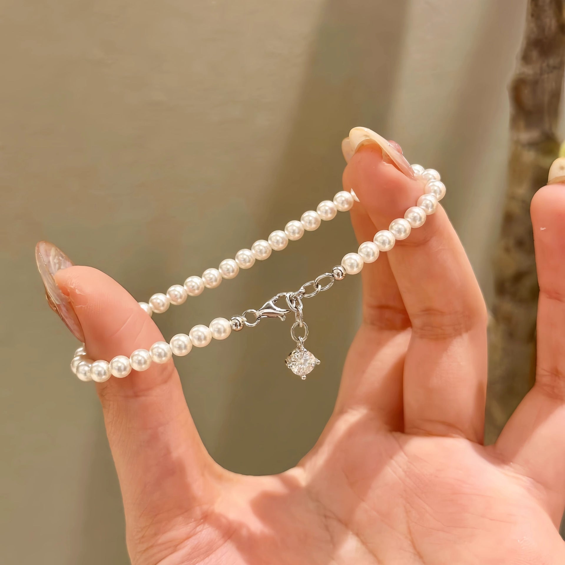 S925 sterling silver pearl bracelet