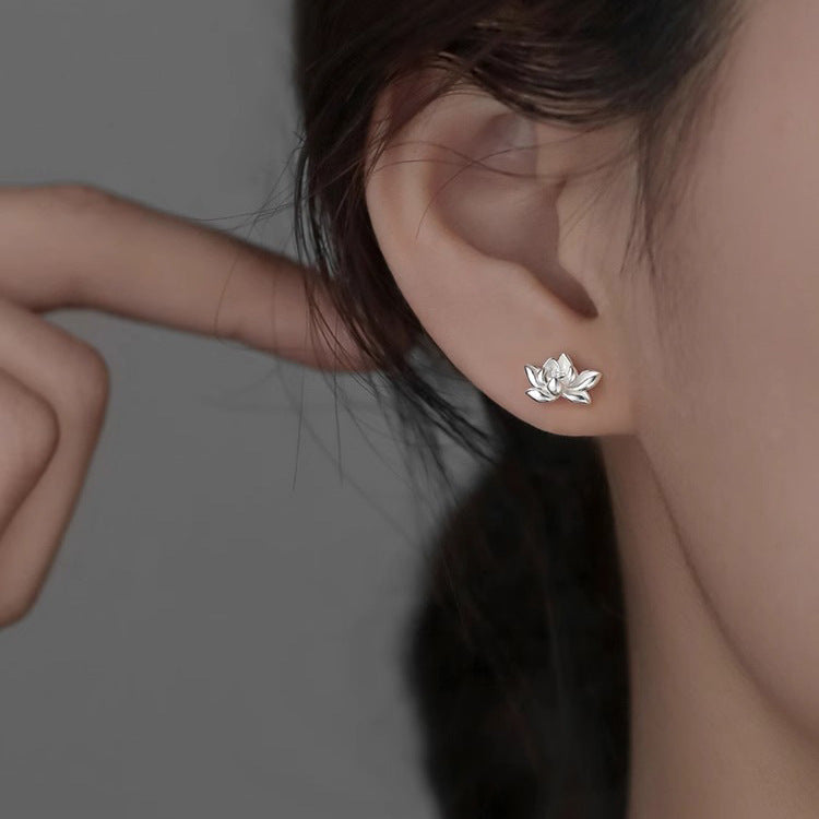 999 Silver Lotus Earrings - Silvery