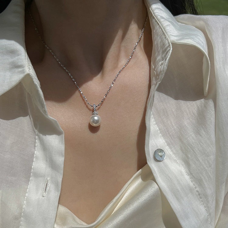 S925 sterling silver pearl necklace