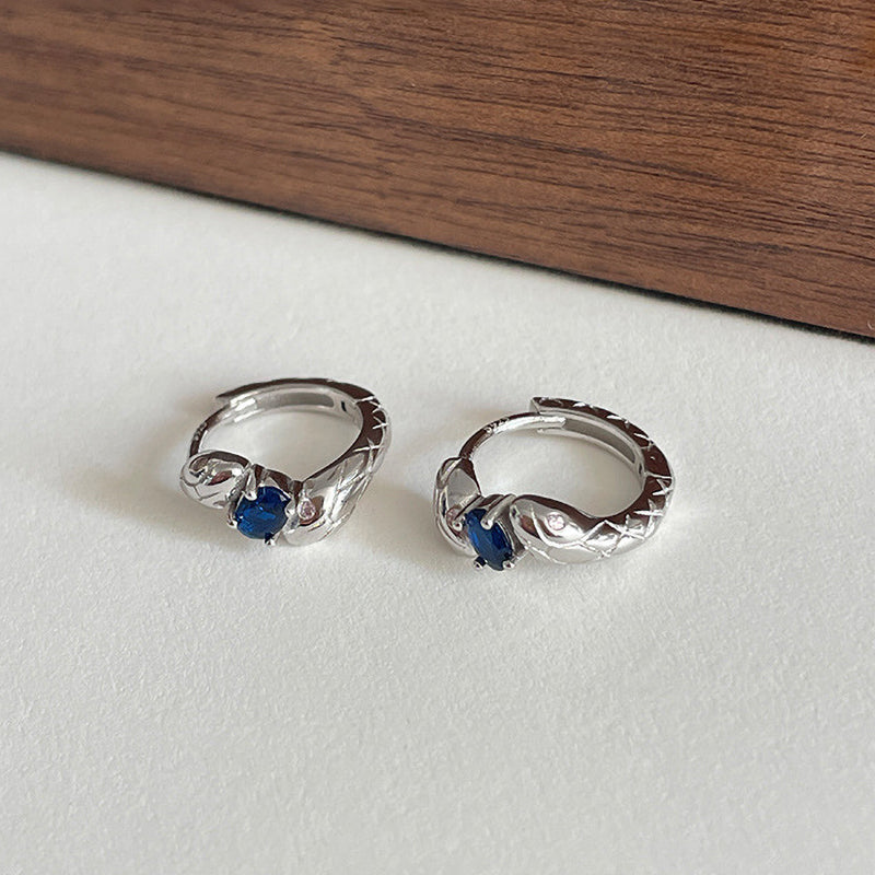 925 sterling silver snake shaped ear buckle - silvery