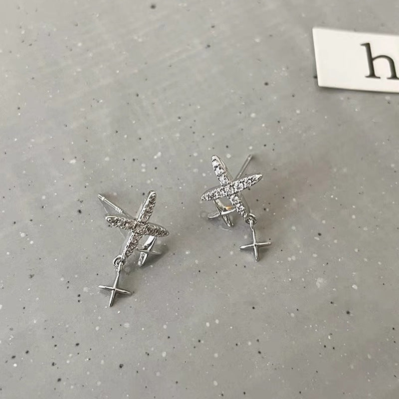 925 sterling silver star earrings - silvery