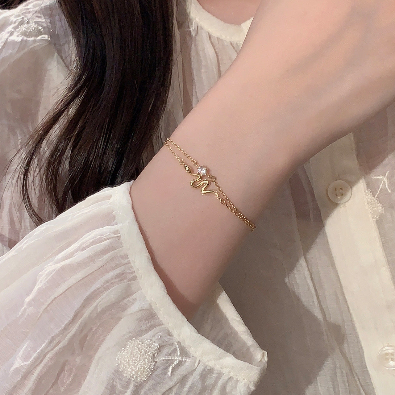 S925 sterling silver double-layer bracelet