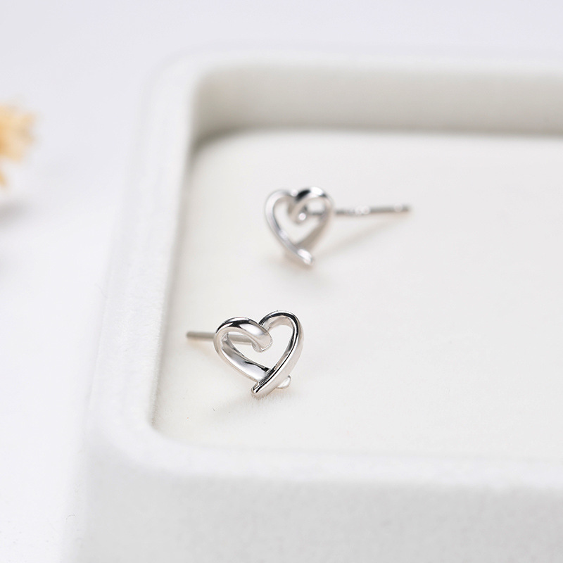925 sterling silver heart-shaped earrings - silvery