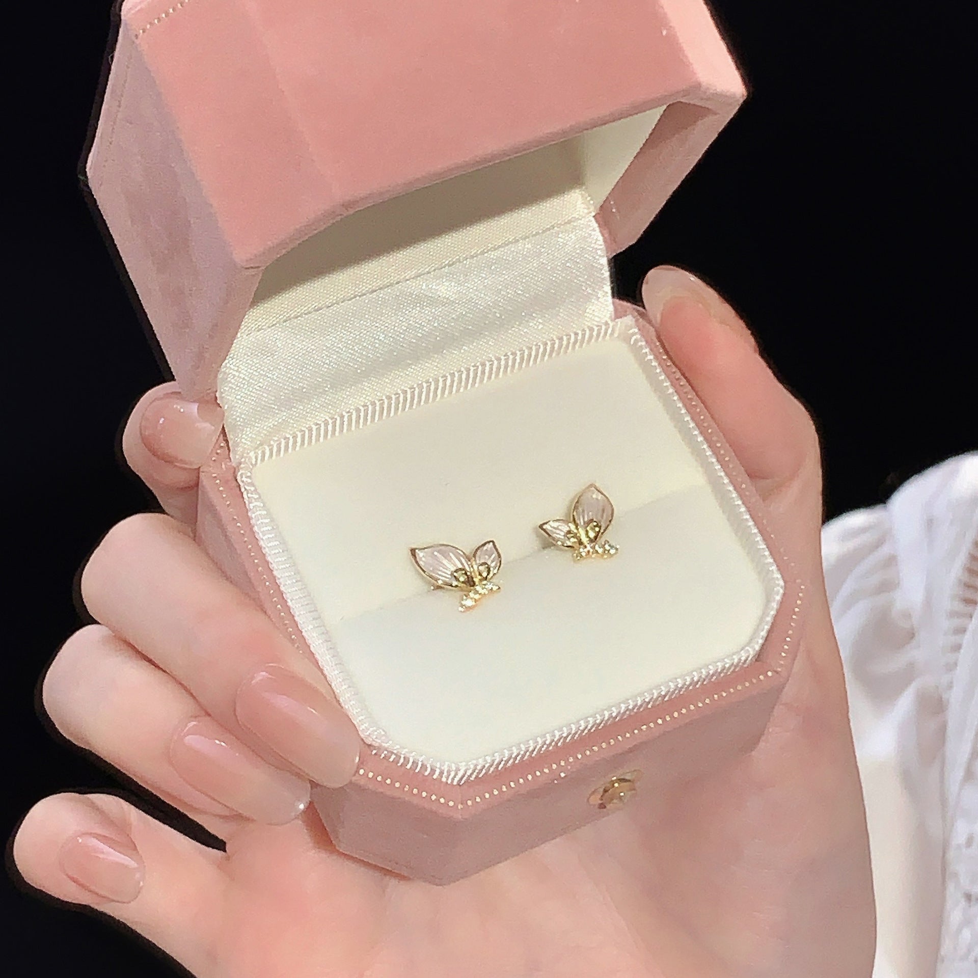 925 sterling silver butterfly earrings - golden