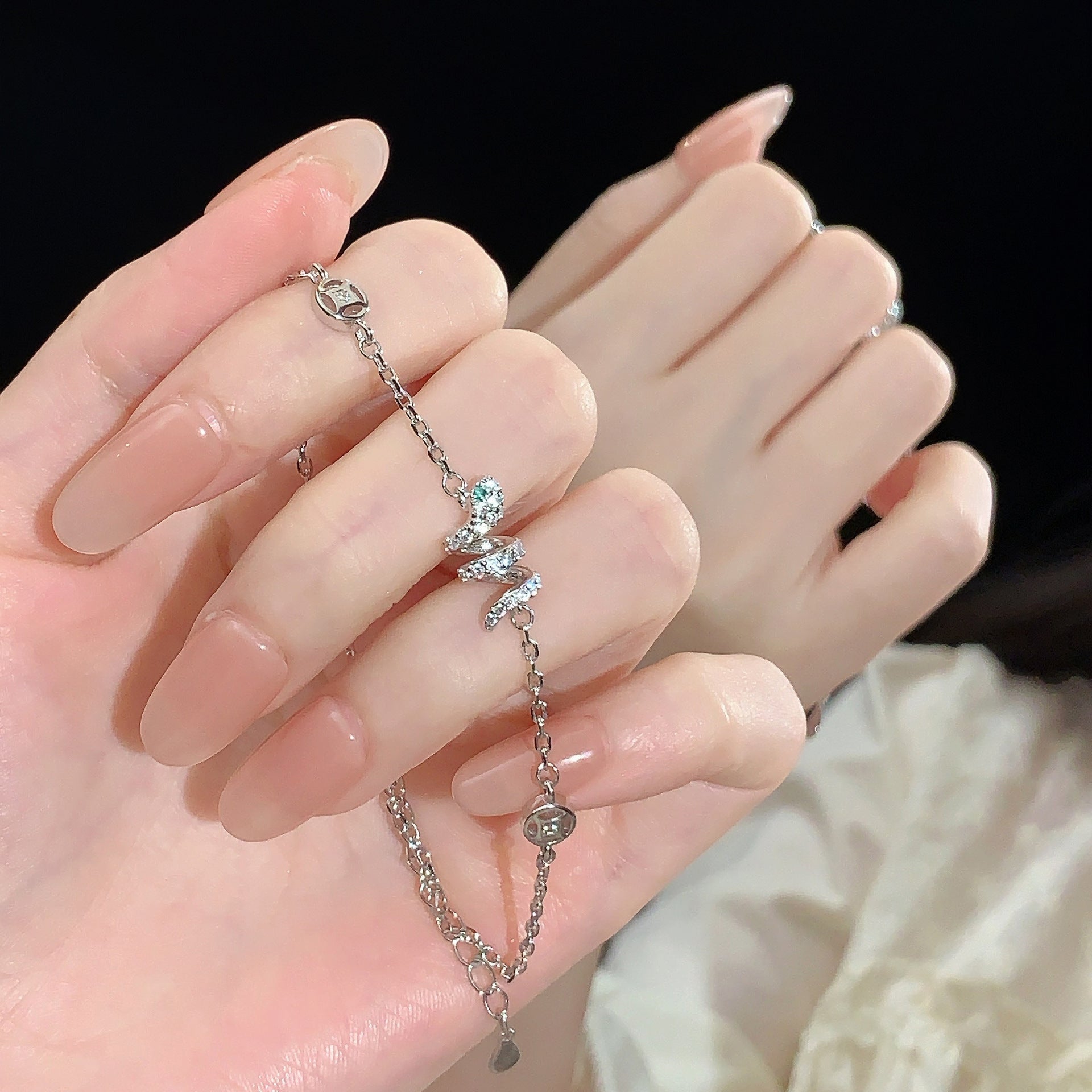 S925 sterling silver zodiac snake bracelet