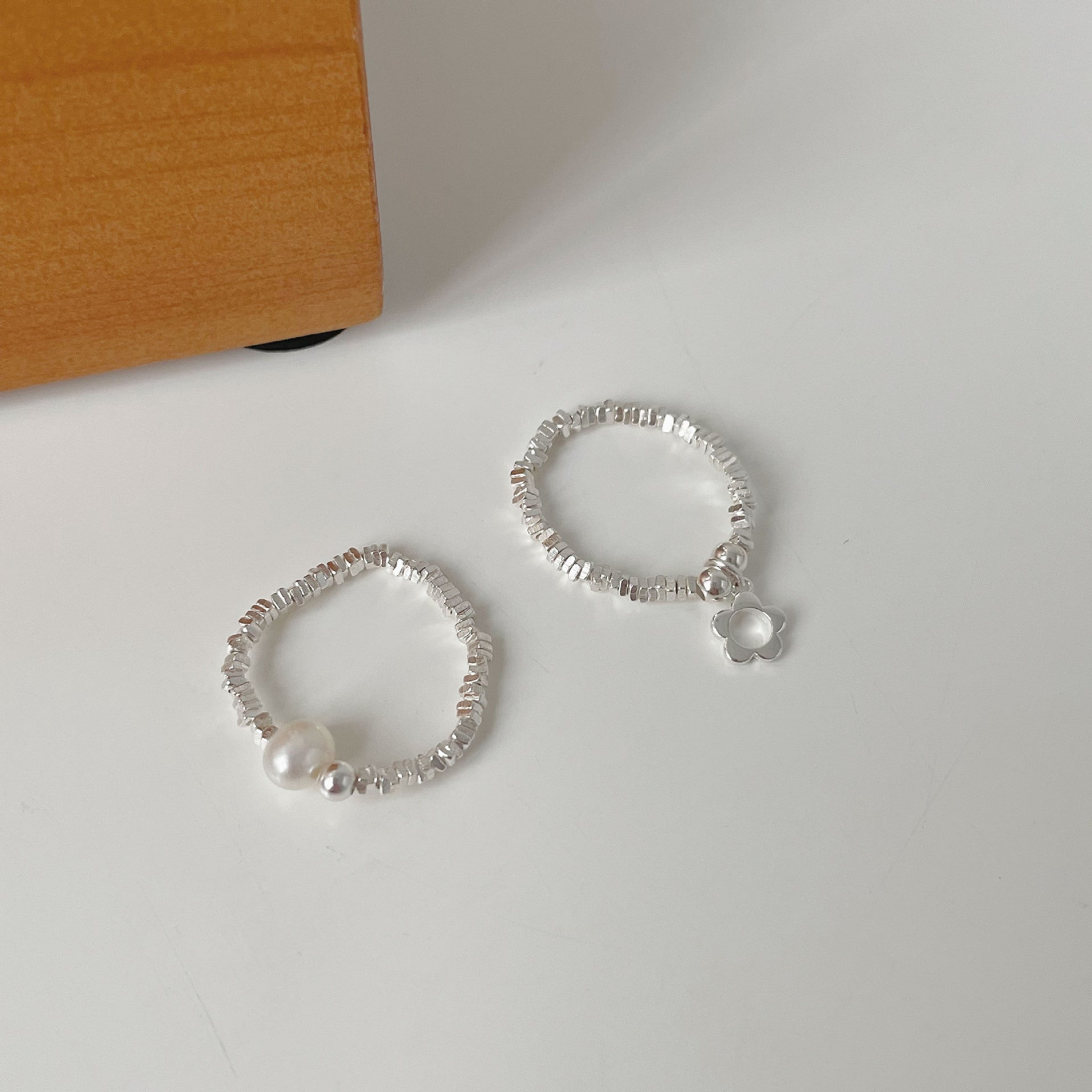 925 sterling silver elastic rope ring - silvery