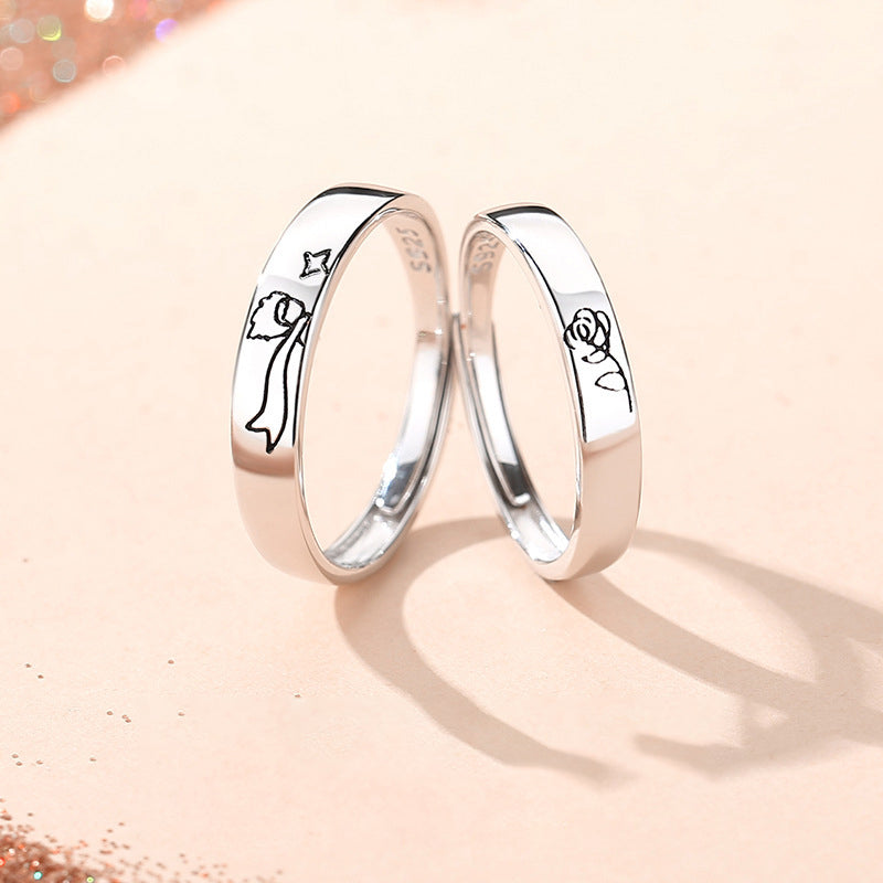 925 sterling silver couple ring - silvery