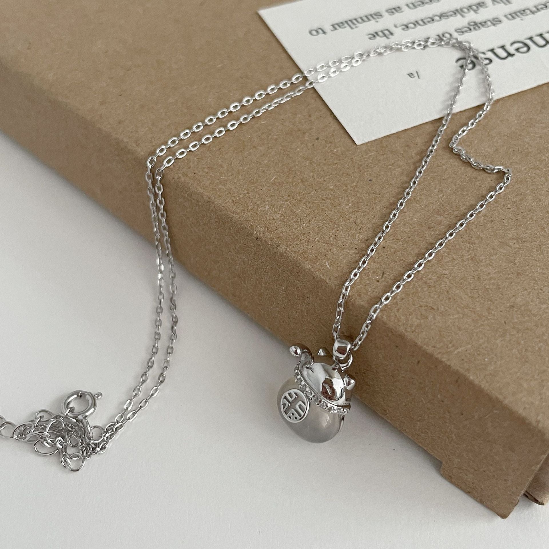 925 sterling silver chalcedony pendant necklace - silvery