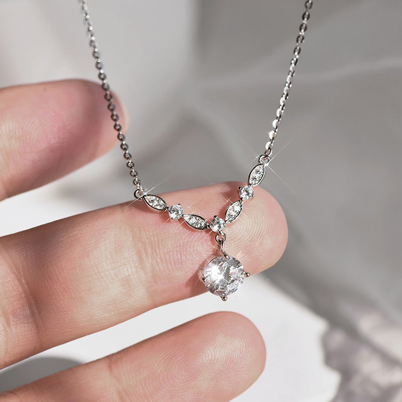 Sparkling Zirconia Necklace - Silver