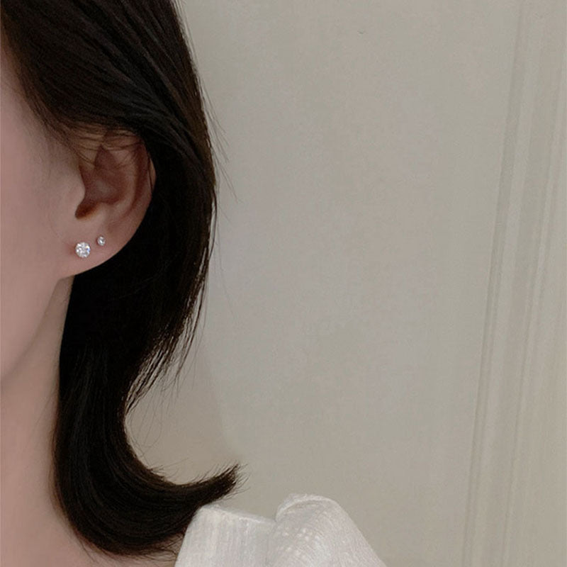 990 Silver Zircon Earrings - Silver