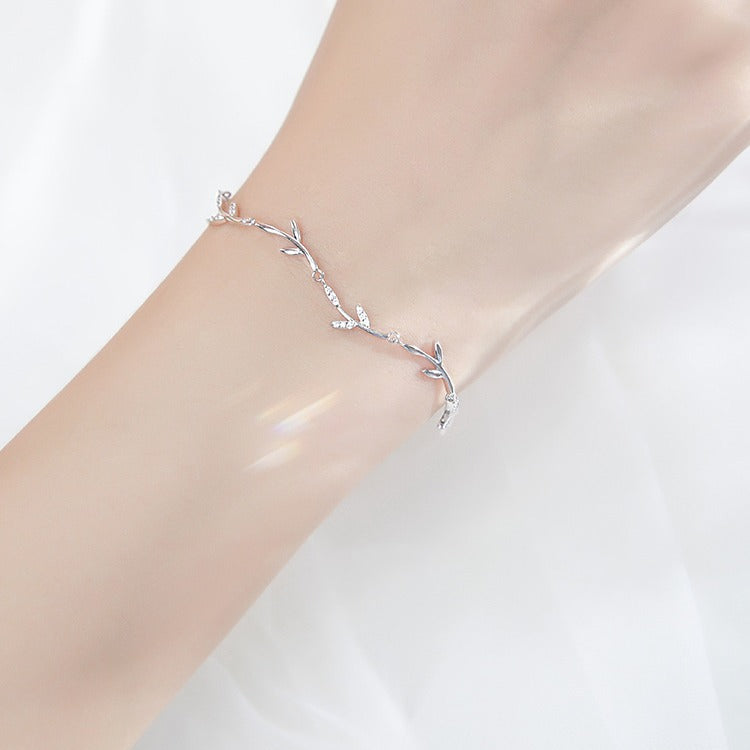 925 silver branch shaped bracelet - silvery