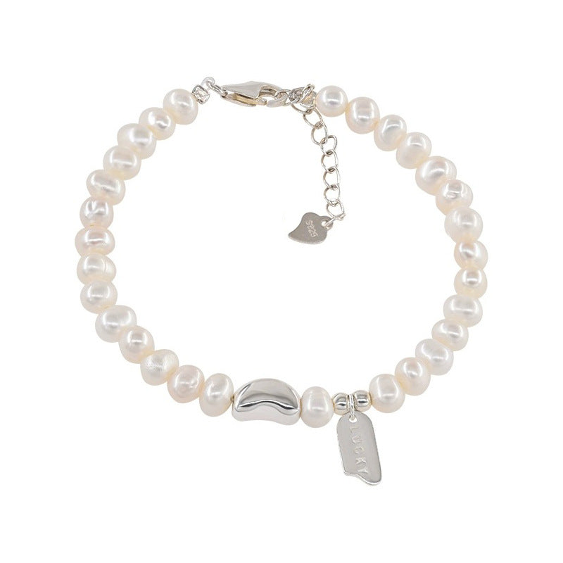 925 sterling silver freshwater pearl bracelet - silvery