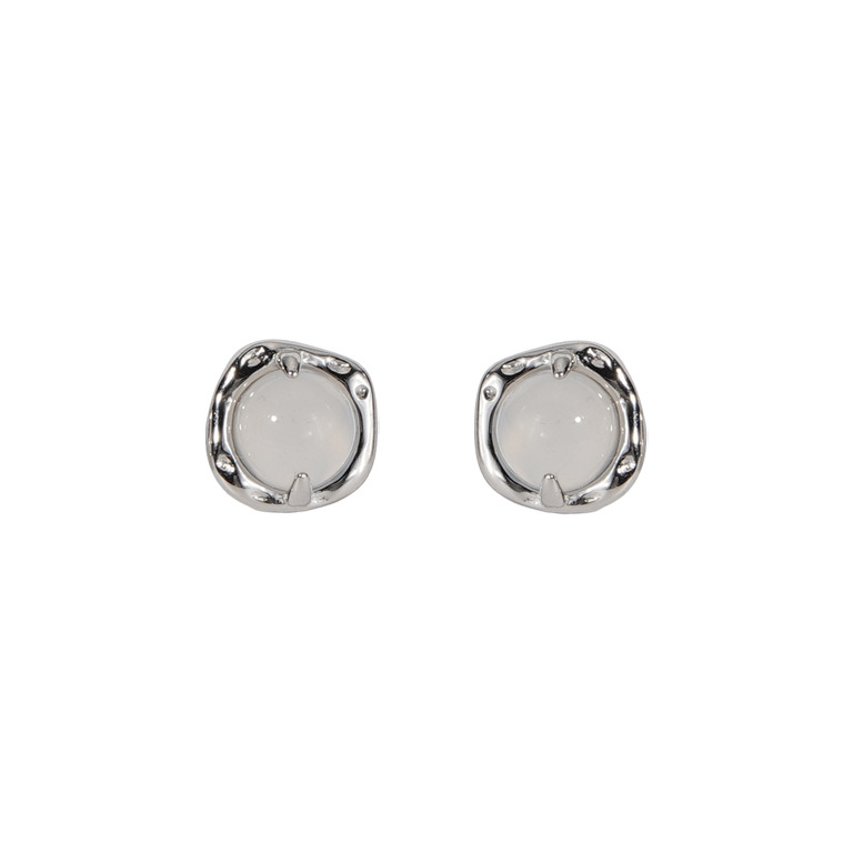 925 sterling silver chalcedony earrings - silvery