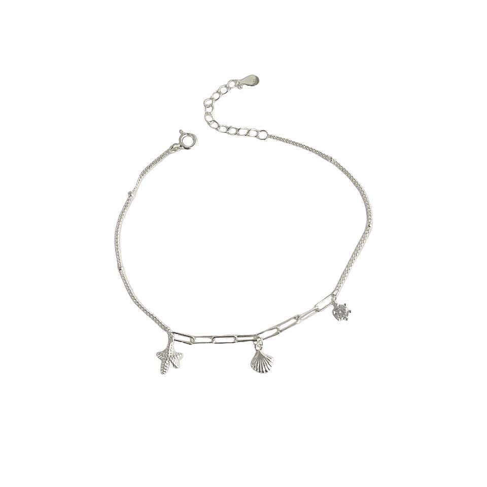 925 sterling silver starfish shell bracelet - silvery