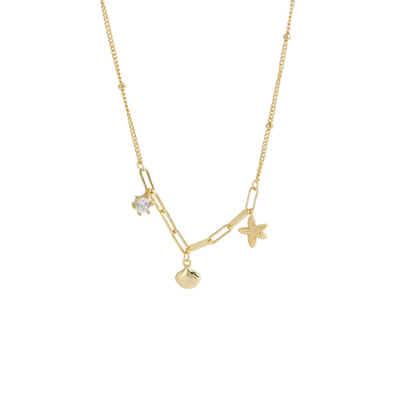 925 sterling silver starfish shell pendant necklace