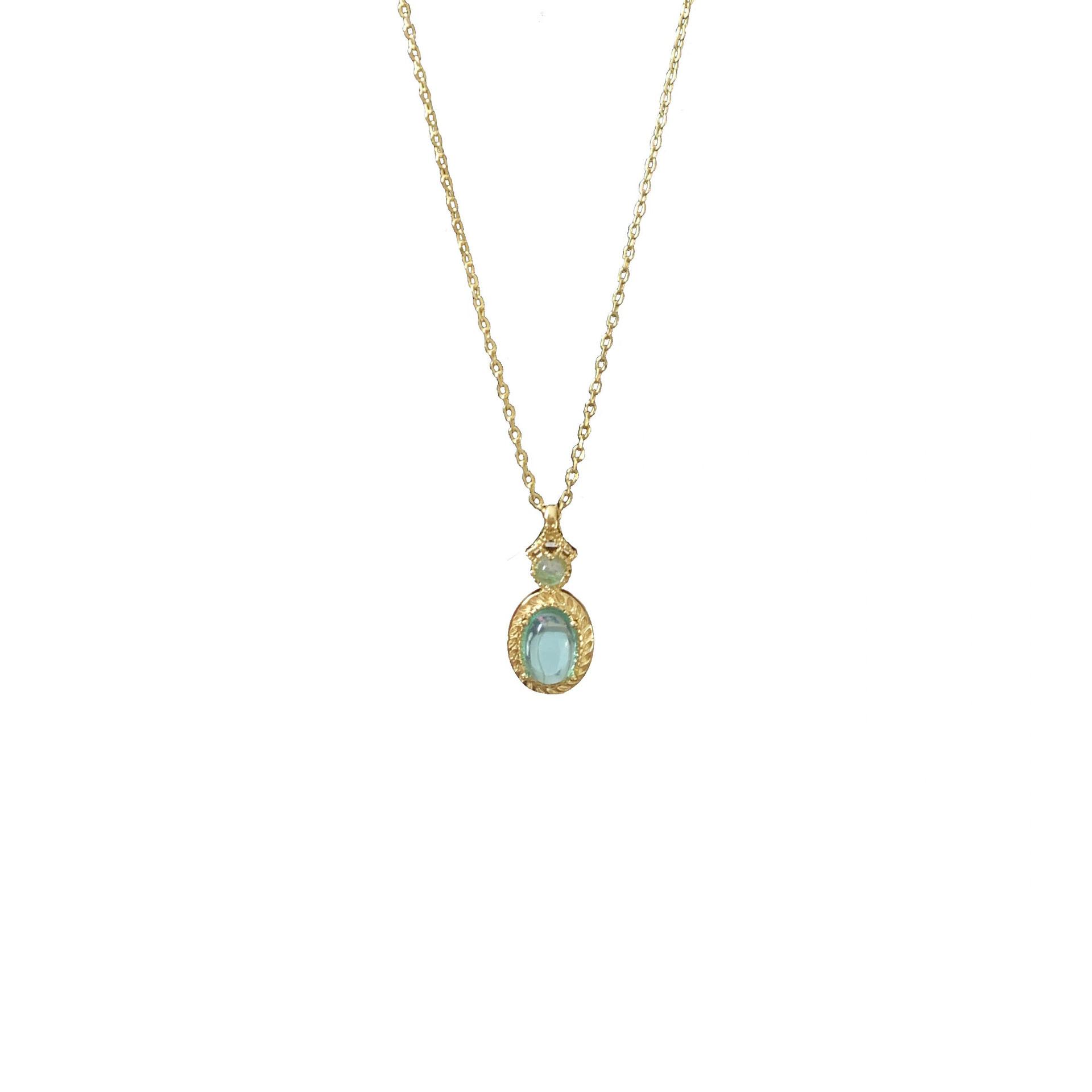 925 sterling silver aquamarine pendant necklace - golden
