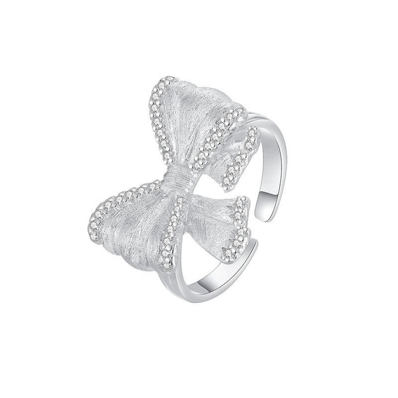 925 sterling silver bowknot ring - silvery