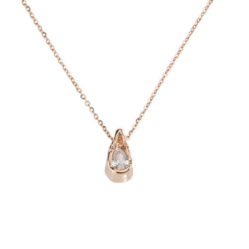 925 sterling silver droplet shaped pendant necklace - rose golden