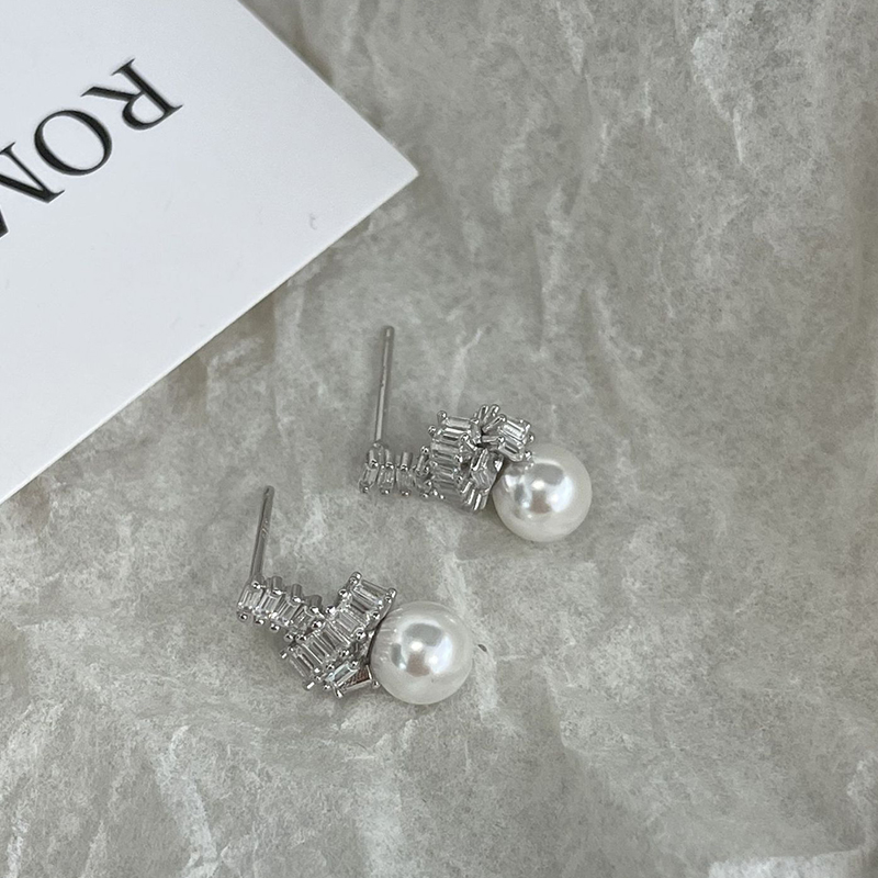 925 sterling silver pearl earrings - silvery