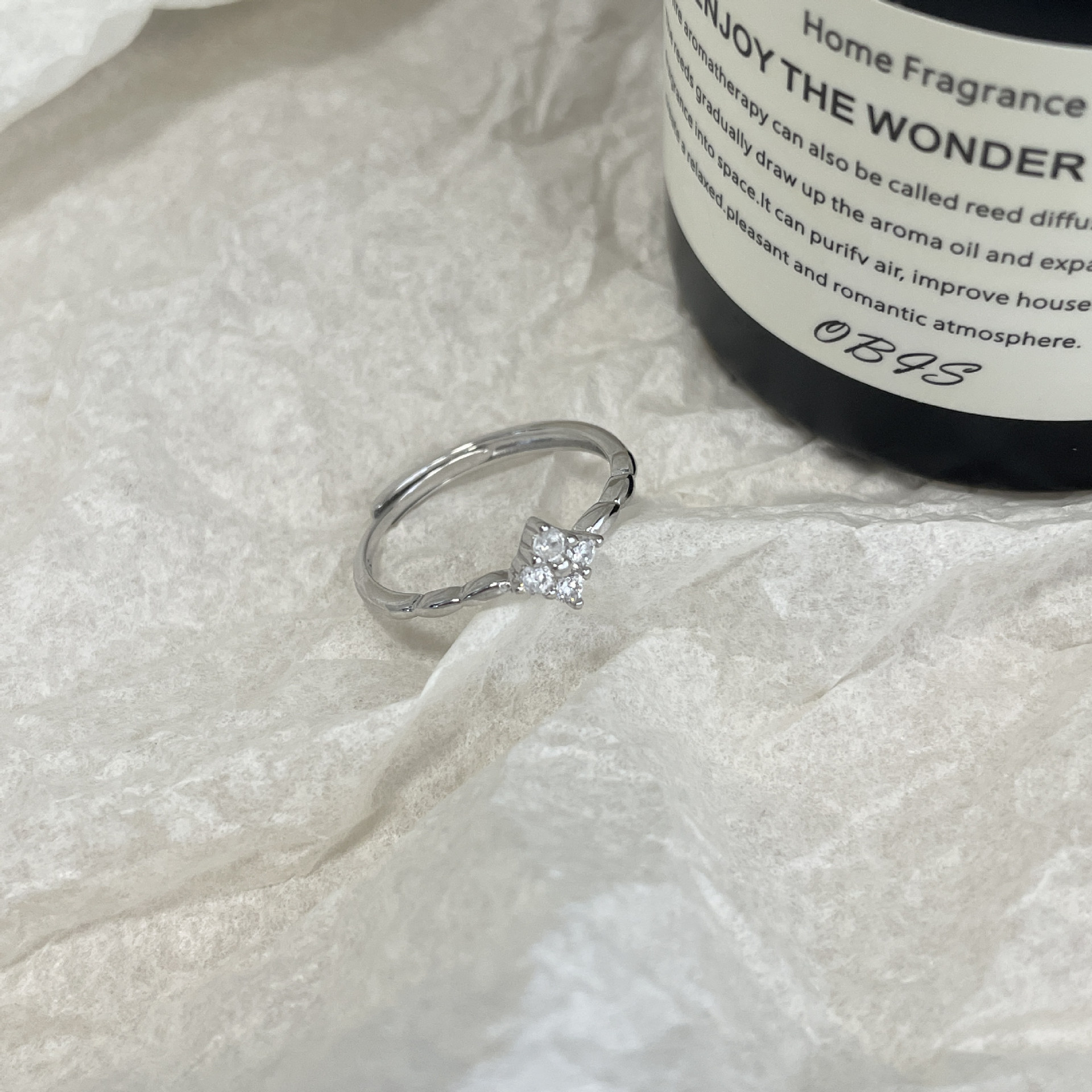 925 sterling silver sparkling zirconium ring - silvery