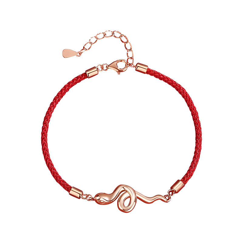 925 sterling silver snake year red rope bracelet