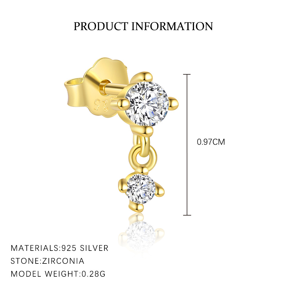 S925 Sterling Silver Zircon Stud Earrings