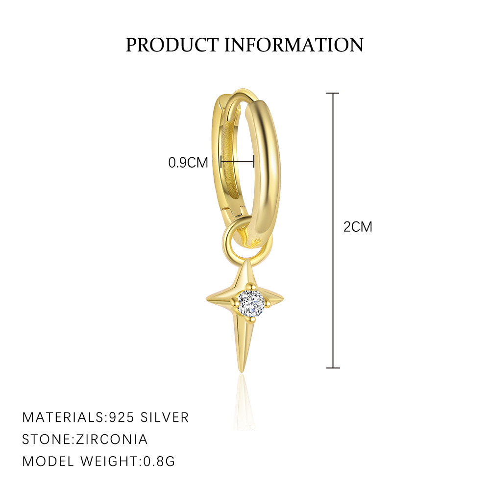 S925 Sterling Silver Zircon Huggie Earrings