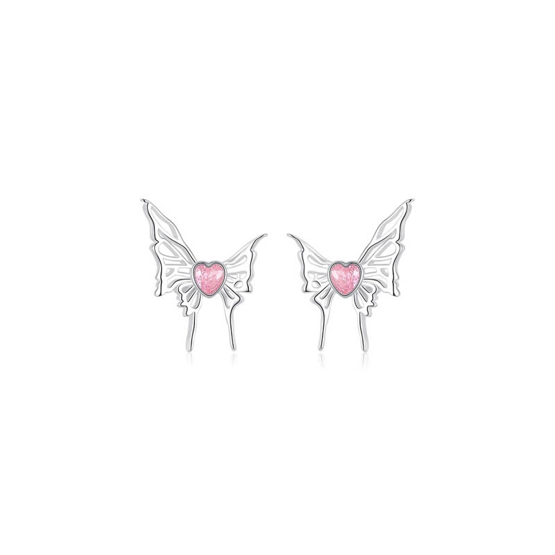 925 sterling silver butterfly shaped earrings - silvery