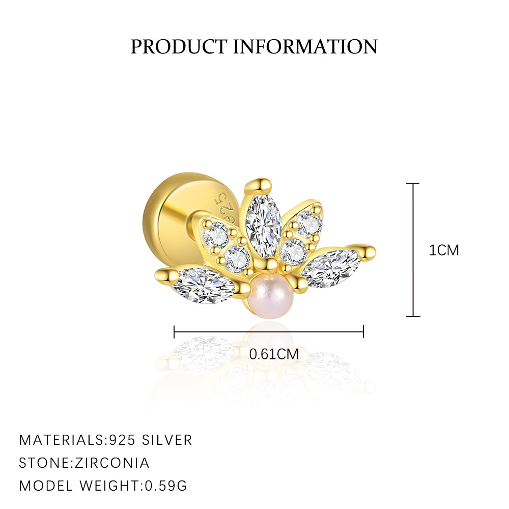 S925 Sterling Silver Geometric Square Zircon Stud Earrings