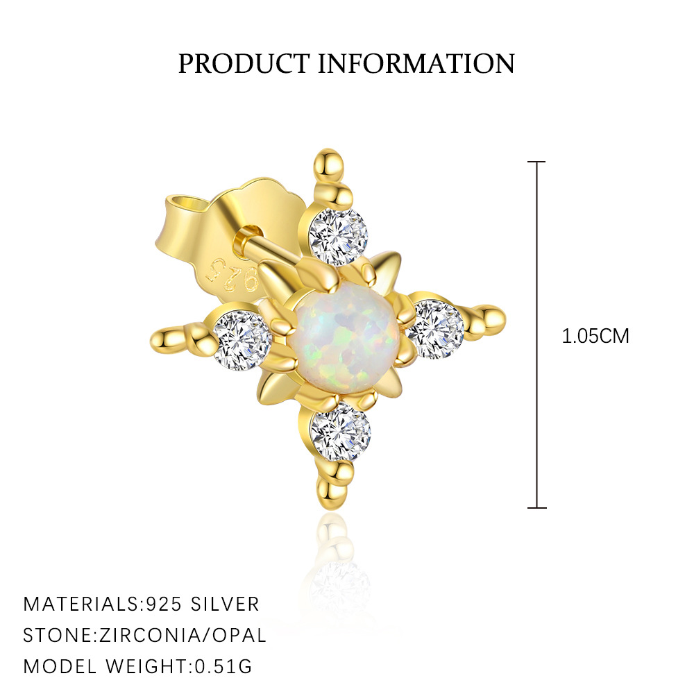 S925 sterling silver stud earrings with cubic zirconia