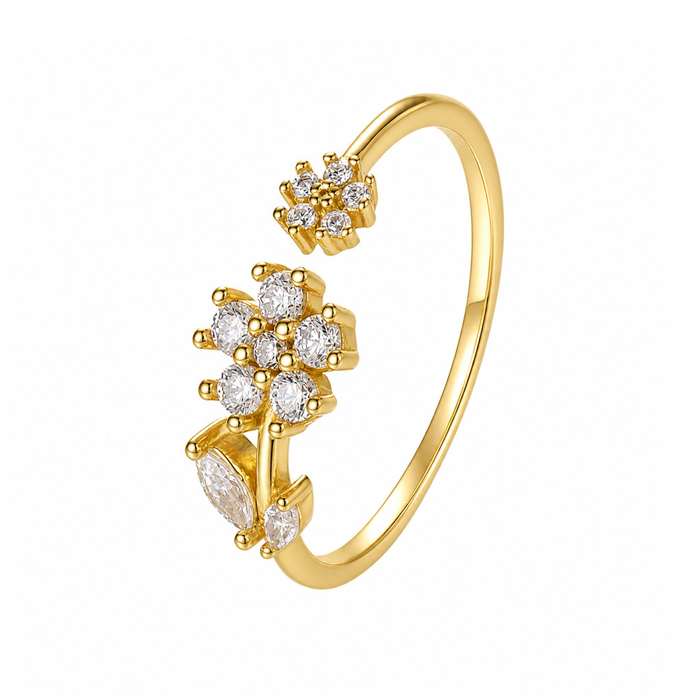 S925 Sterling Silver Open Ring with Colorful Sparkling Zirconia
