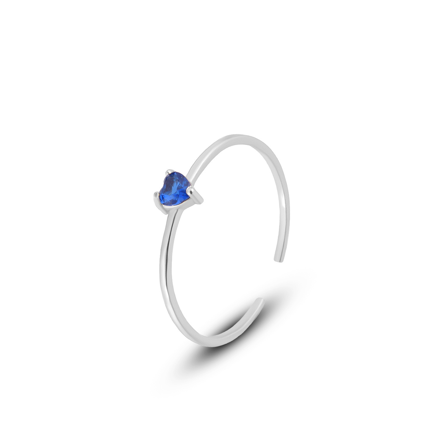 S925 Sterling Silver Heart-Shaped Colorful Zircon Ring