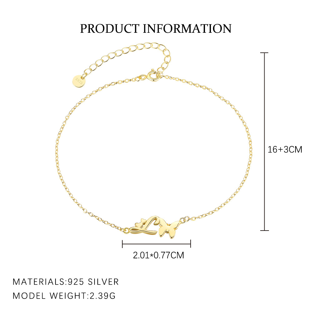 S925 Sterling Silver 26-Letter Bracelet