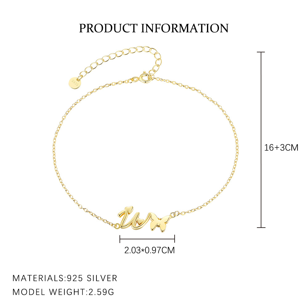 S925 Sterling Silver 26-Letter Bracelet