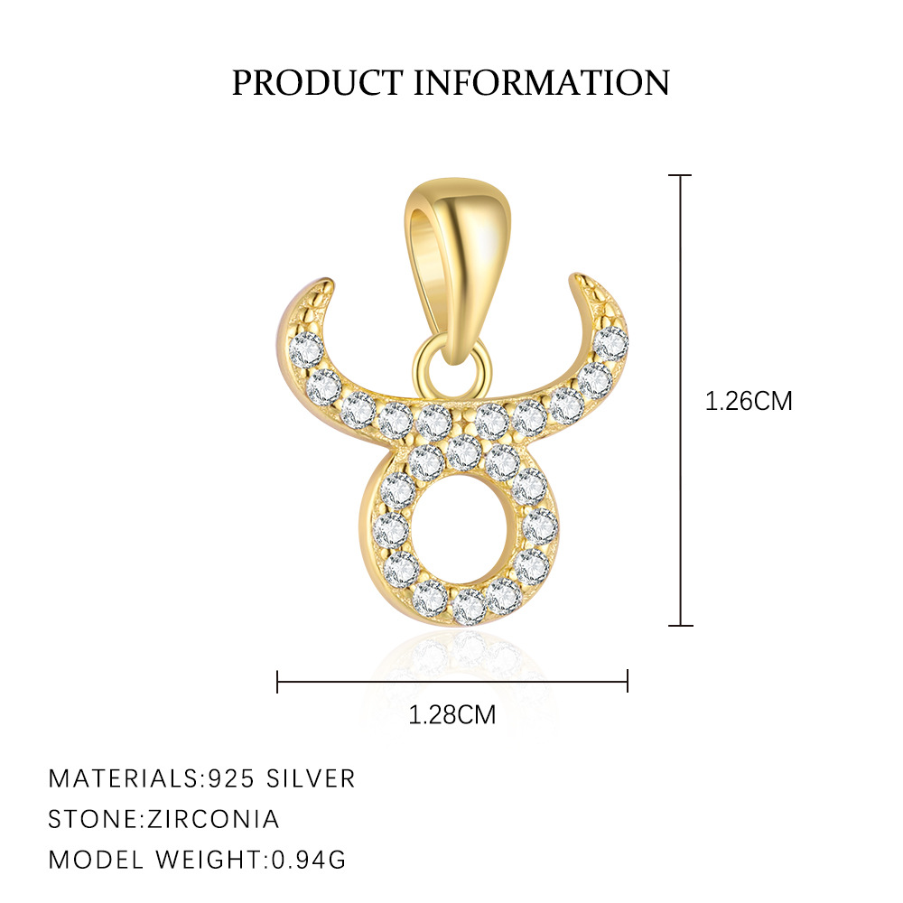 S925 Sterling Silver Zircon Zodiac Pendant