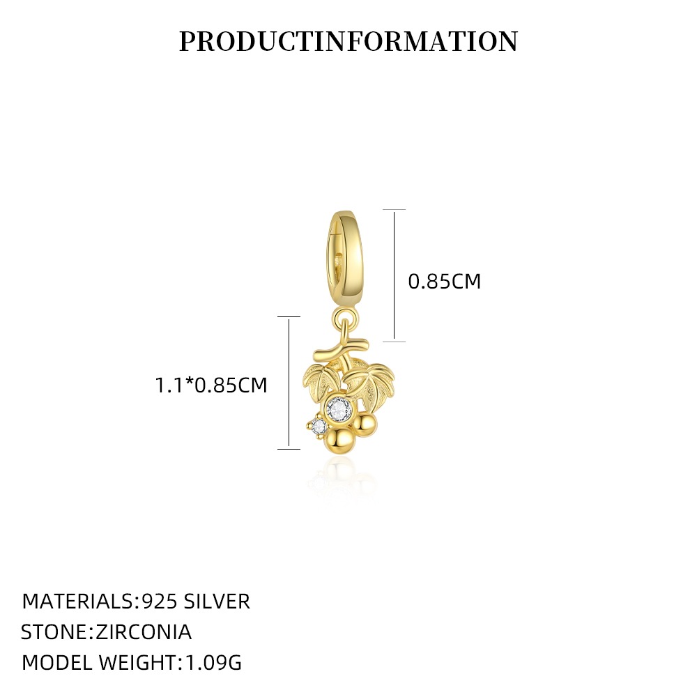 S925 Sterling Silver and Zircon Fruit Pendant