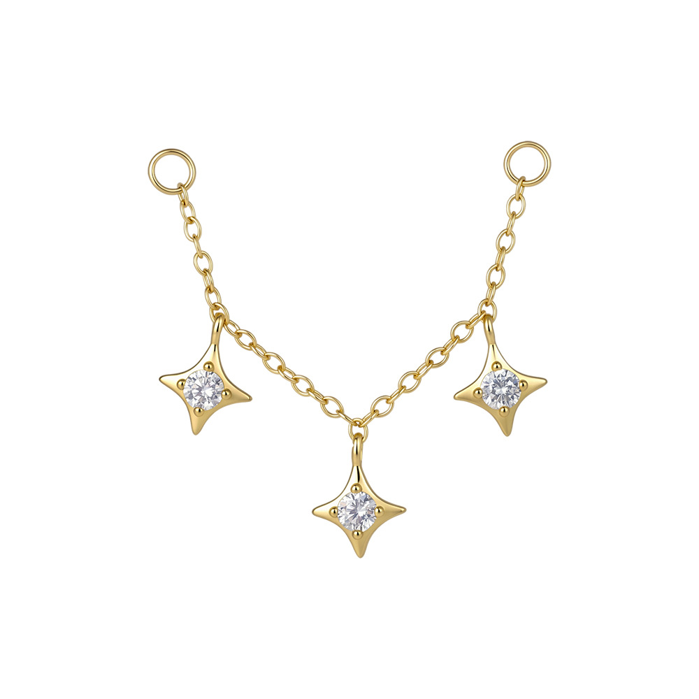 S925 Sterling Silver Chain Ear Bridge with Zirconia(Ear tips not included)