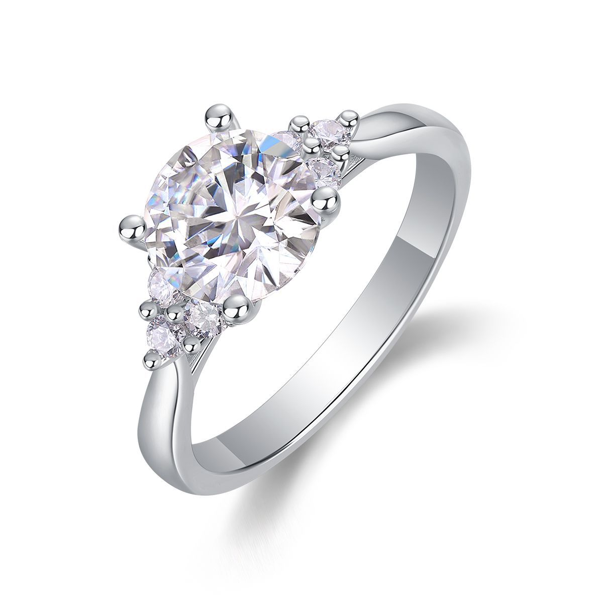 S925 Silver Moissanite "Guardian" Closed Ring