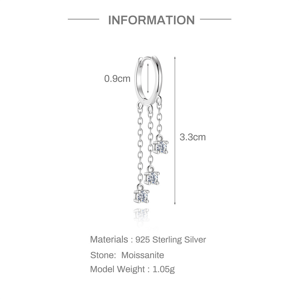 S925 Sterling Silver Moissanite Flat-Back Threaded Piercing Earring