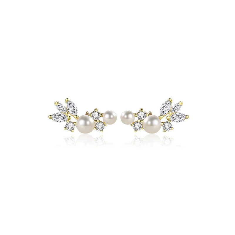 925 sterling silver pearl earrings - golden