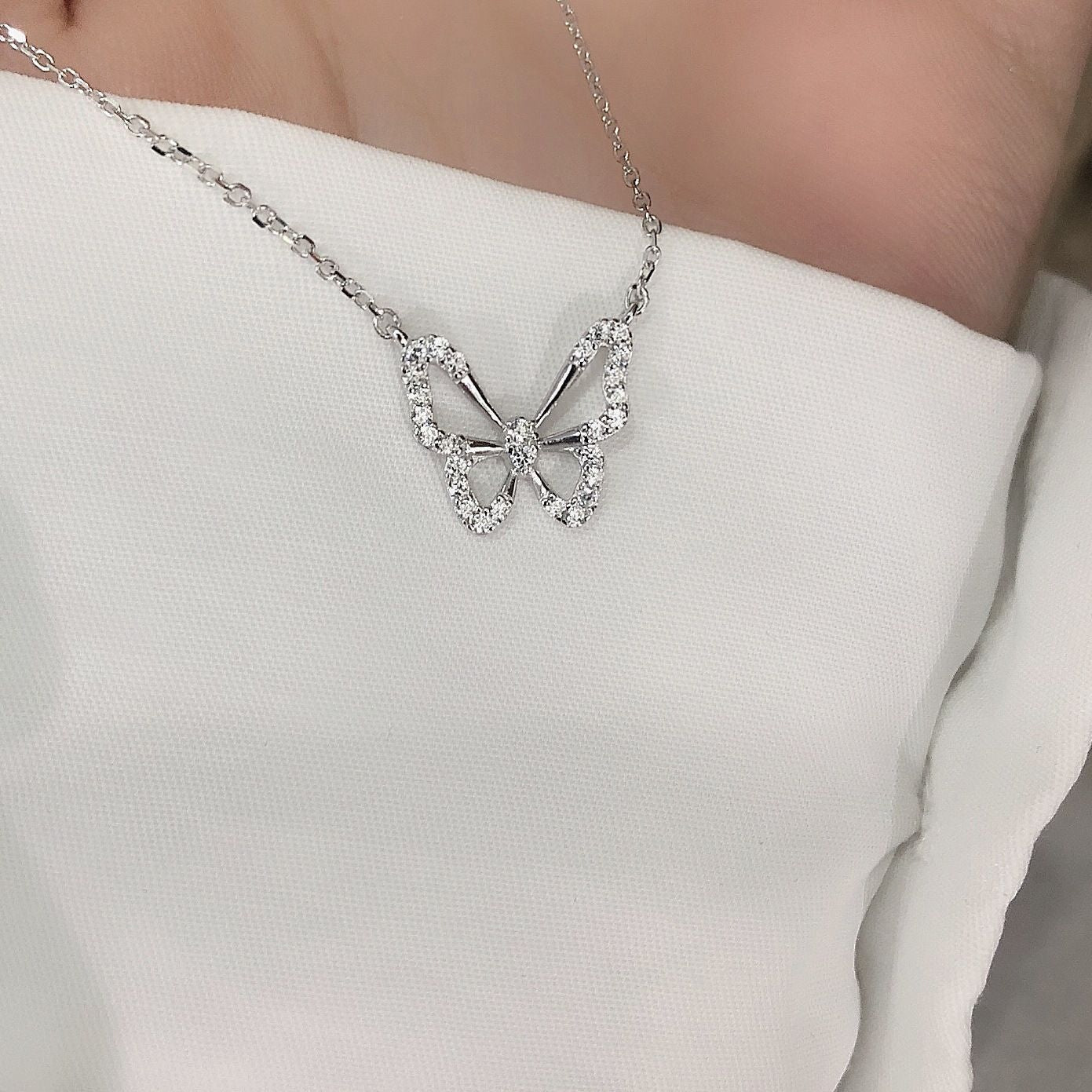 S925 Silver Butterfly Pendant Necklace