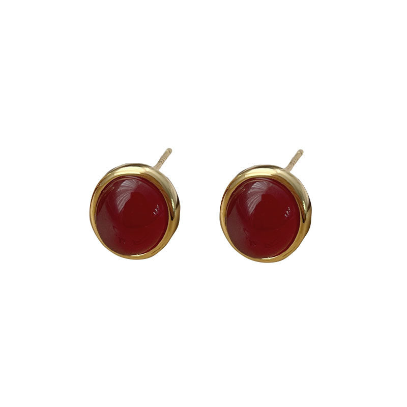 925 sterling silver red agate earrings - golden