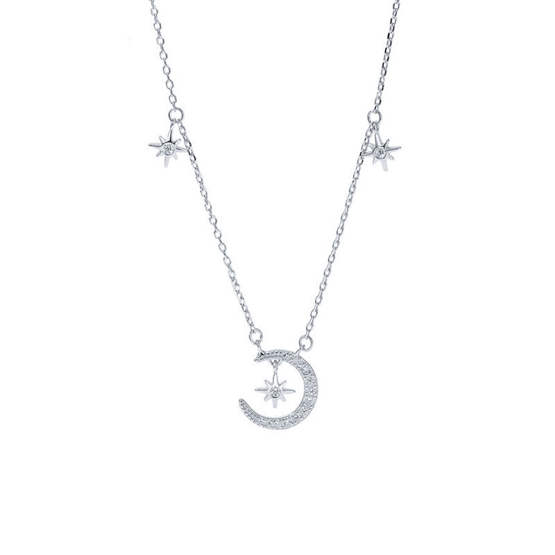 925 sterling silver star and moon pendant necklace