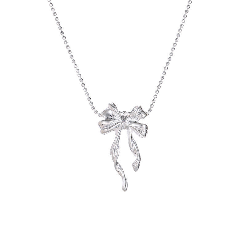 925 silver bowknot pendant necklace