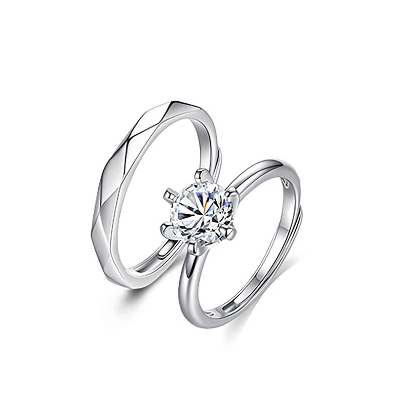 S925 Sterling Silver Moissanite Couple Rings