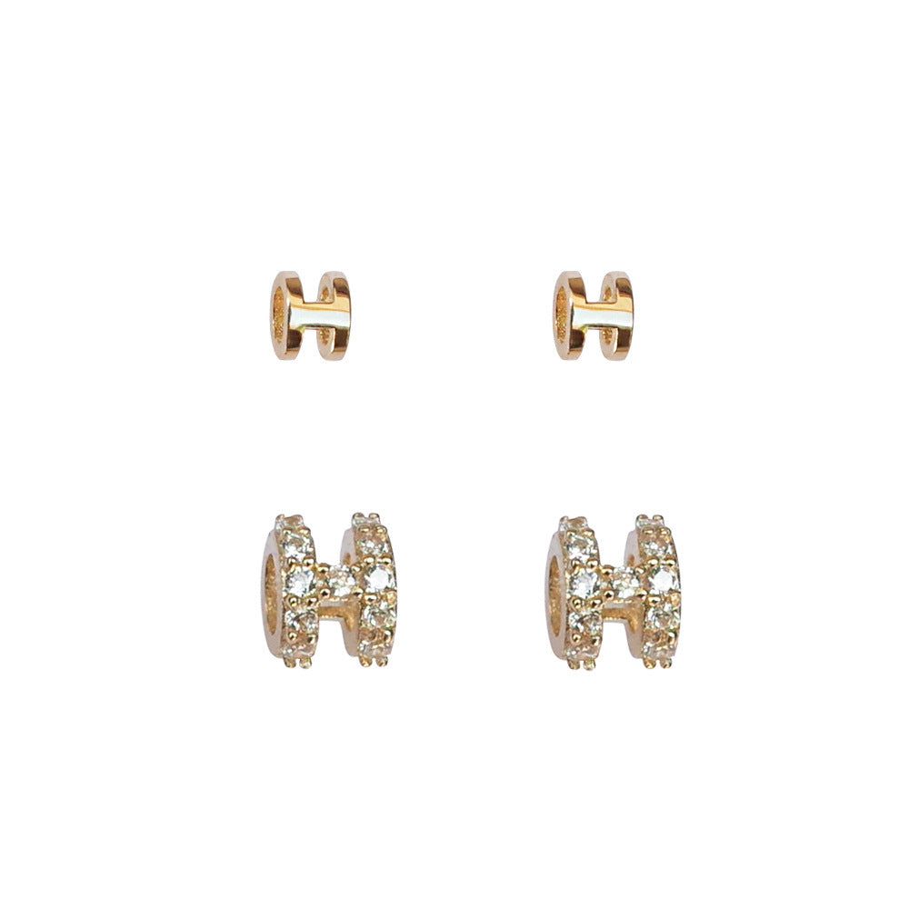 S925 sterling silver letter H earrings