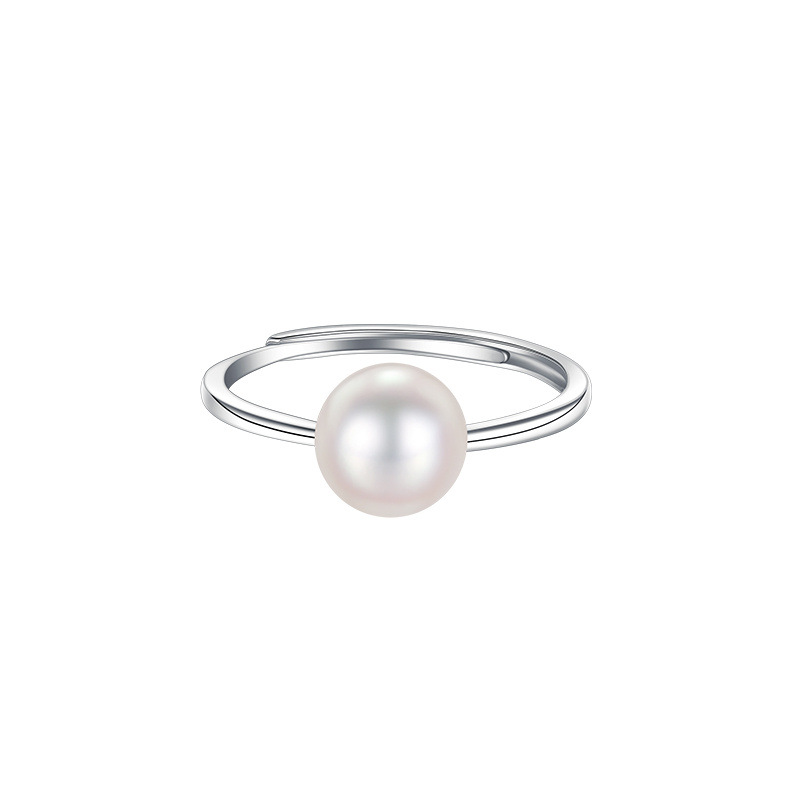 925 sterling silver pearl opening ring - silvery